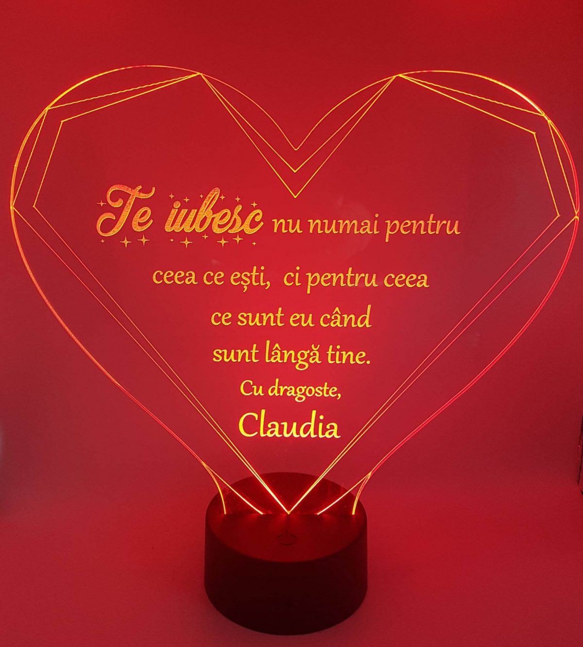 cadou Valentin's Day Trofeu LED Inima Lampa LED Inima