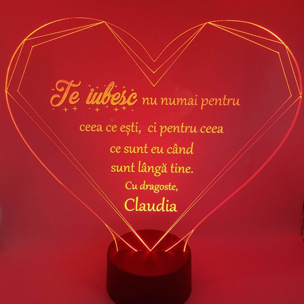 cadou Valentin's Day Trofeu LED Inima Lampa LED Inima